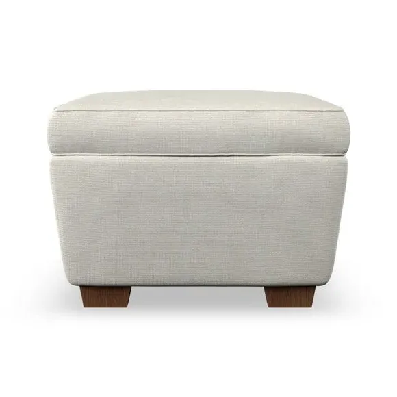 Cushioned Footstool with Turned Legs - Ivory