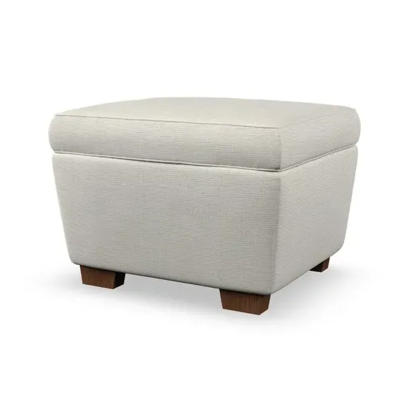 Cushioned Footstool with Turned Legs - Ivory