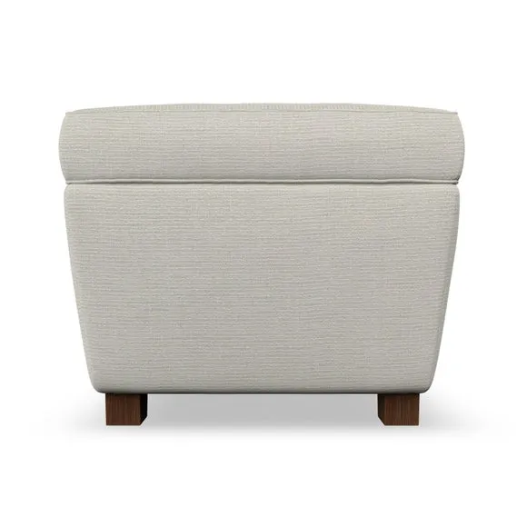 Cushioned Footstool with Turned Legs - Ivory