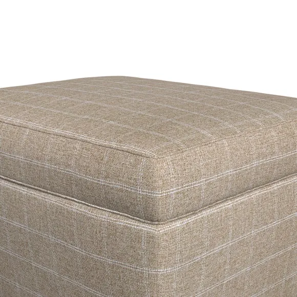 Cushioned Footstool with Turned Legs - Natural