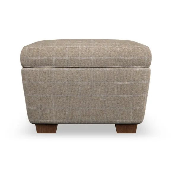 Cushioned Footstool with Turned Legs - Natural