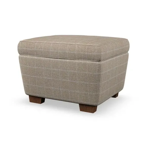 Cushioned Footstool with Turned Legs - Natural
