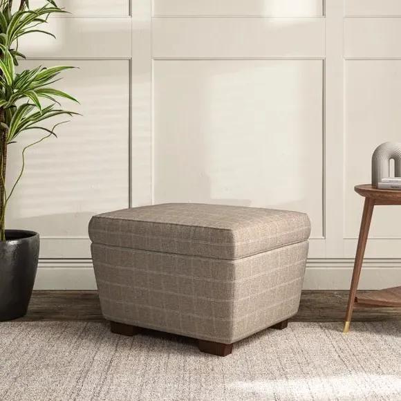 Cushioned Footstool with Turned Legs - Natural