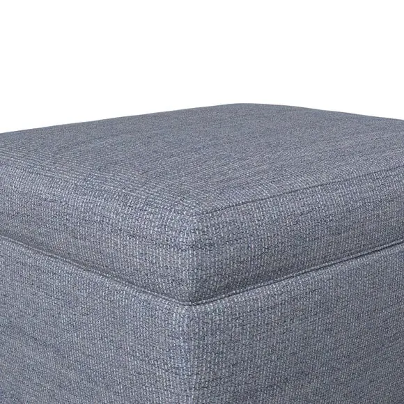 Cushioned Footstool with Turned Legs - Navy