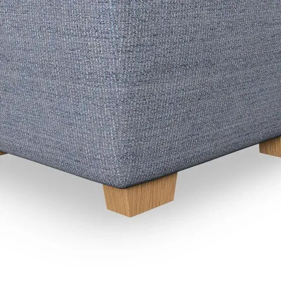 Cushioned Footstool with Turned Legs - Navy