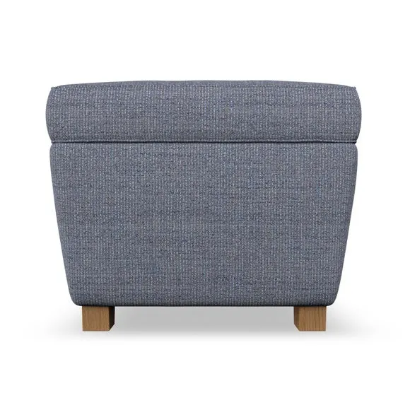 Cushioned Footstool with Turned Legs - Navy