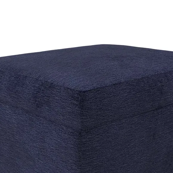 Cushioned Footstool with Turned Legs - Navy