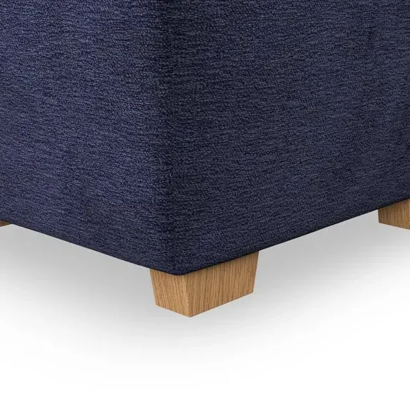 Cushioned Footstool with Turned Legs - Navy