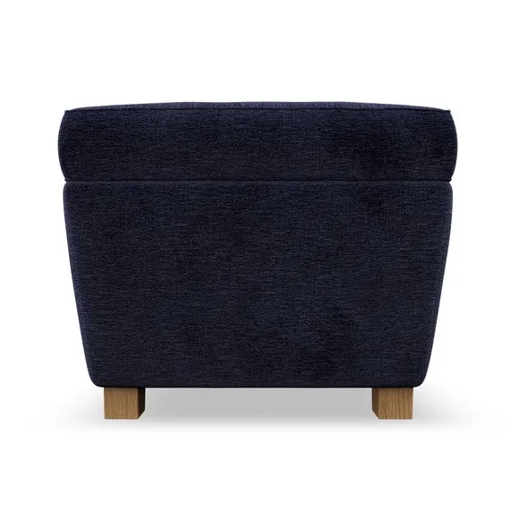 Cushioned Footstool with Turned Legs - Navy