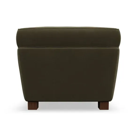 Cushioned Footstool with Turned Legs - Olive