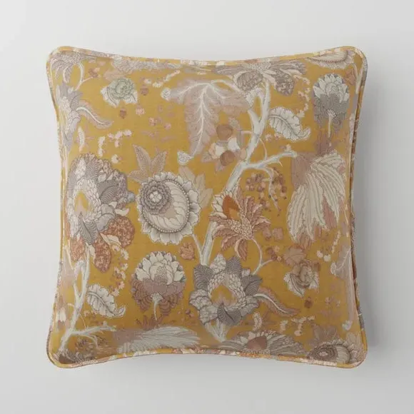 Custom Cushion Cover - Chartreuse, Floral Fabric
