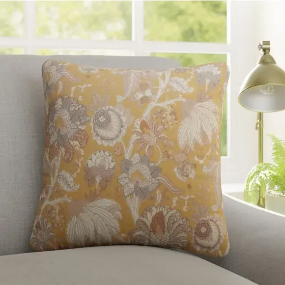 Custom Cushion Cover - Chartreuse, Floral Fabric image
