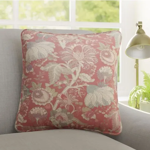 Custom Cushion Cover - Cranberry, Floral Fabric