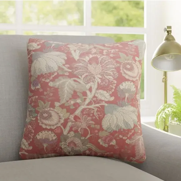 Custom Cushion Cover - Cranberry, Floral Fabric