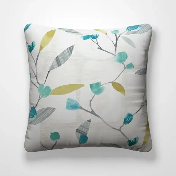 Custom Cushion Cover with Branch Print - Teal