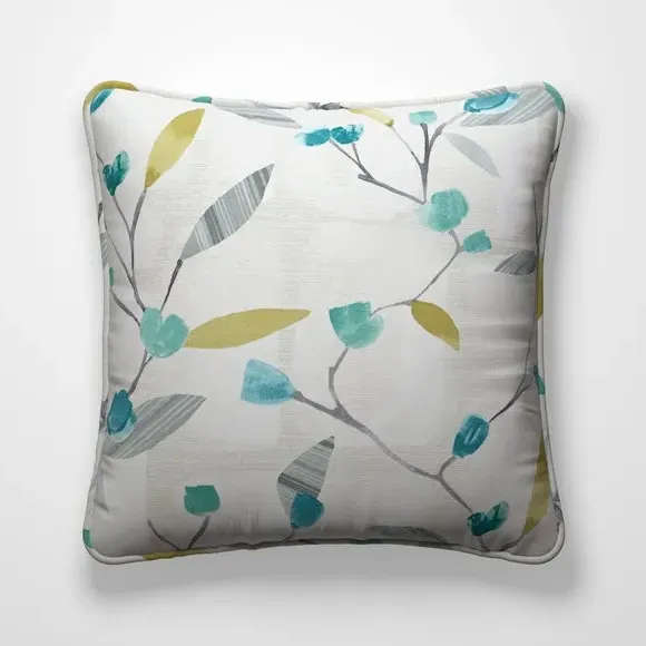 Custom Cushion Cover with Branch Print - Teal