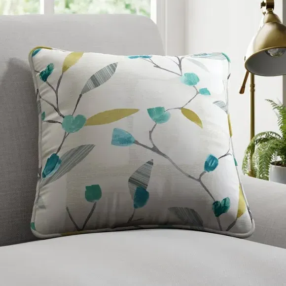 Custom Cushion Cover with Branch Print - Teal