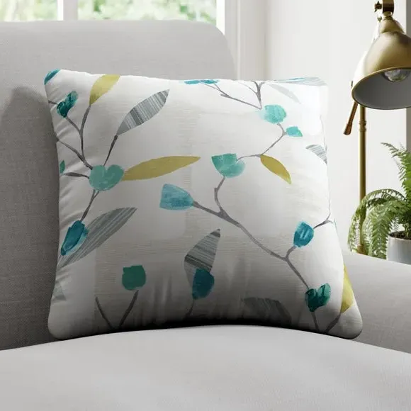 Custom Cushion Cover with Branch Print - Teal