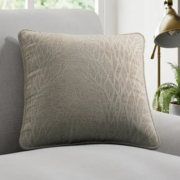 Custom Cushion Cover with Leaf Design - Grey