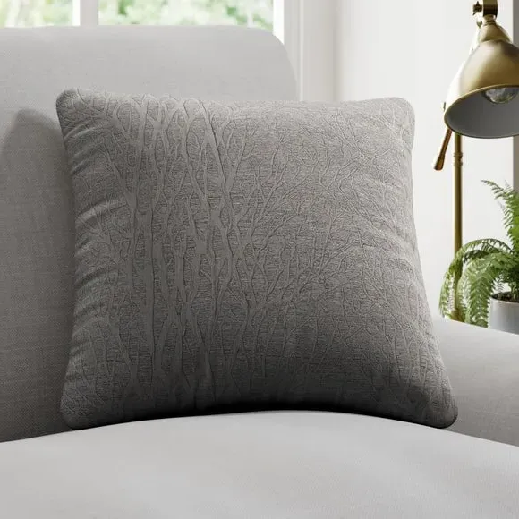 Custom Cushion Cover with Leaf Design - Grey