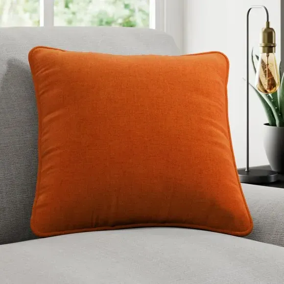 Custom Cushion Cover with Piped Edge - Rust