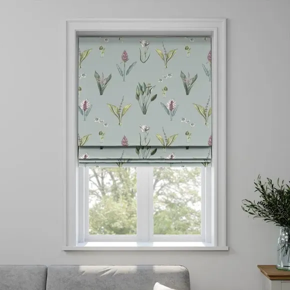 Custom Roman Blind Fire Retardant - Chalk Blue