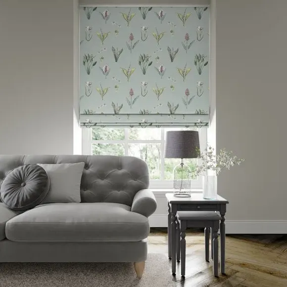 Custom Roman Blind Fire Retardant - Chalk Blue