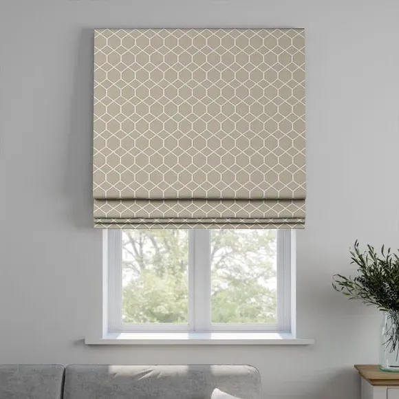 Custom Roman Blind Fire Retardant - Flax