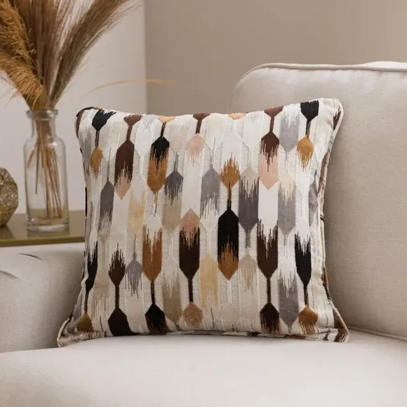 Cut Velvet Cushion with Feather Fill - Chocolate image