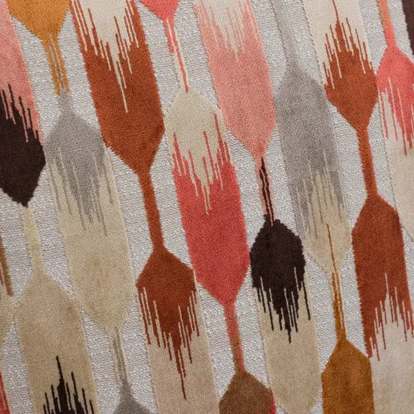 Cut Velvet Cushion with Feather Fill - Coral