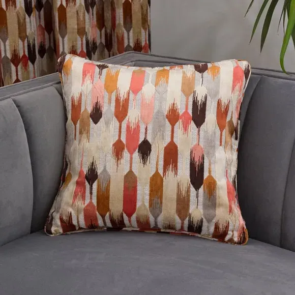 Cut Velvet Cushion with Feather Fill - Coral