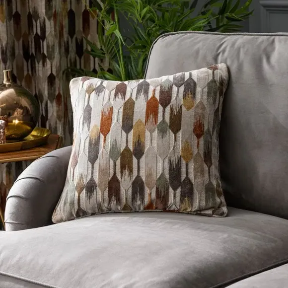 Cut Velvet Cushion with Feather Fill - Natural