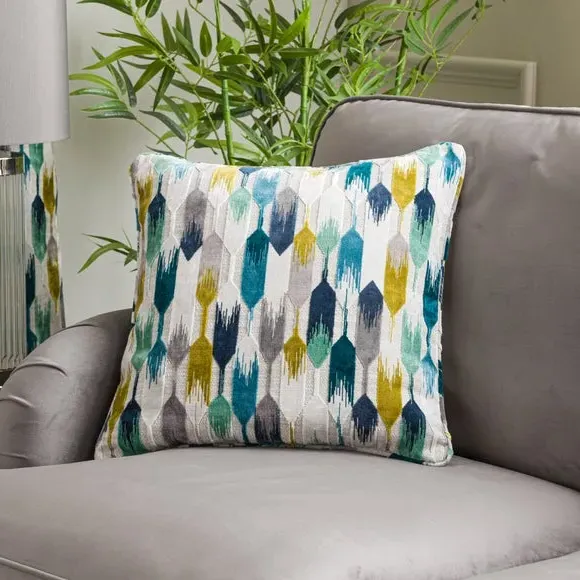 Cut Velvet Cushion with Feather Fill - Navy