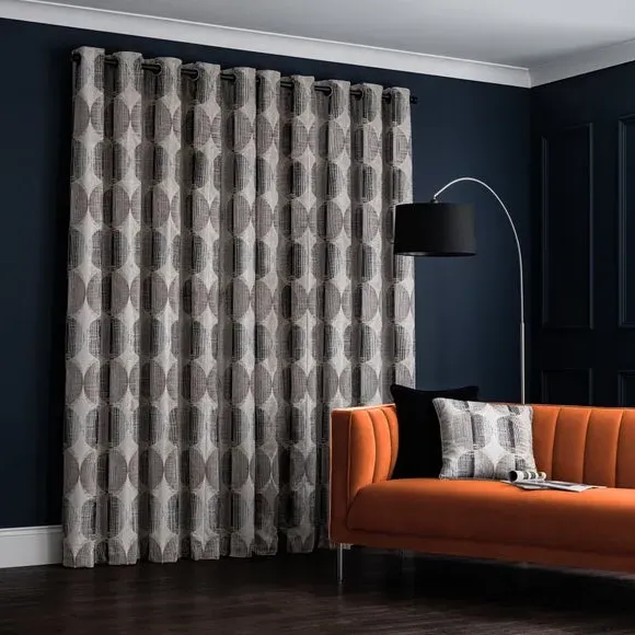 Cut Velvet Eyelet Curtains - Black/White, Velvet
