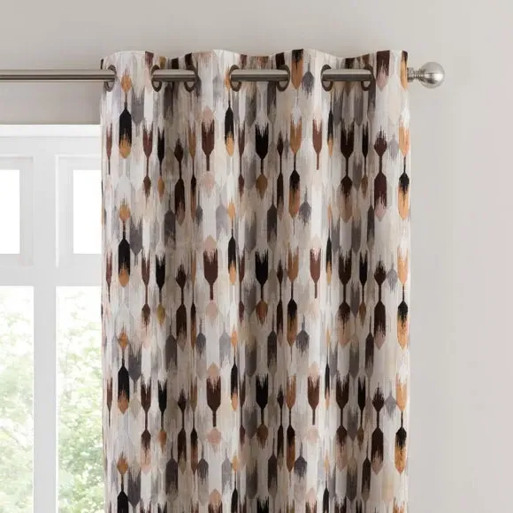 Cut Velvet Eyelet Curtains - Chocolate, Polyester image