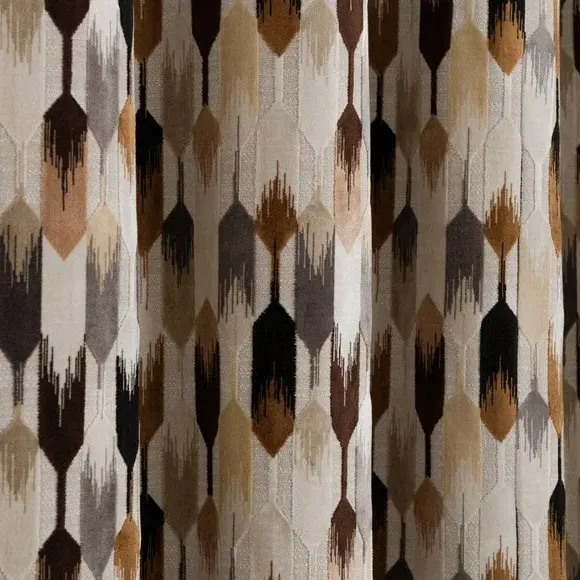 Cut Velvet Eyelet Curtains - Chocolate, Polyester