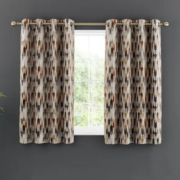 Cut Velvet Eyelet Curtains - Natural, Polyester