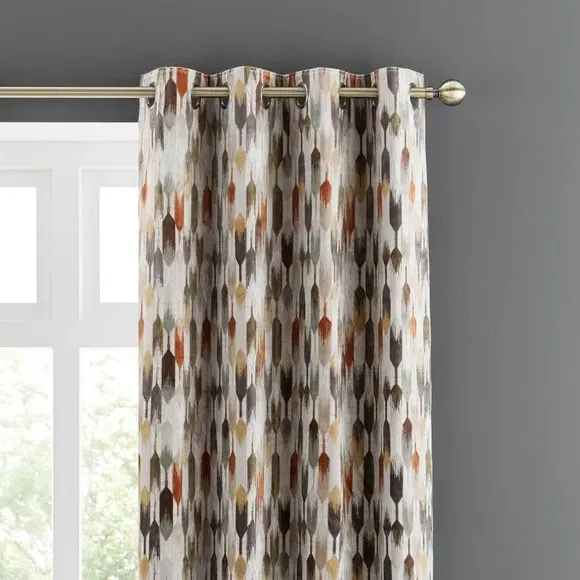 Cut Velvet Eyelet Curtains - Natural, Polyester