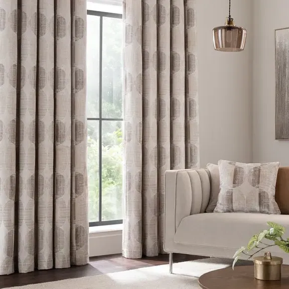 Cut Velvet Eyelet Curtains - Natural, Velvet