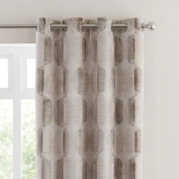 Cut Velvet Eyelet Curtains - Natural, Velvet