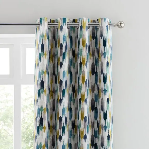 Cut Velvet Eyelet Curtains - Navy, Polyester