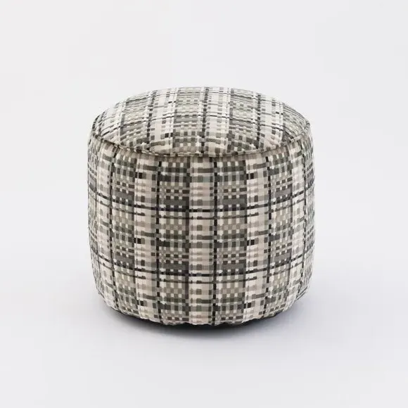 Cut Velvet Pouffe with Zip Opening - Black
