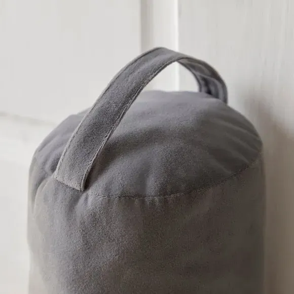 Cylinder Doorstop - Grey, Velvet
