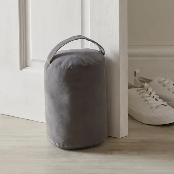 Cylinder Doorstop - Grey, Velvet image
