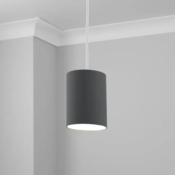Cylinder Lamp Shade - Graphite, Polycotton