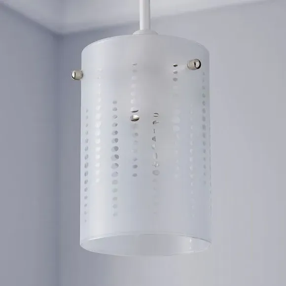 Cylinder Pendant Shade with Dot Pattern - Clear Glass