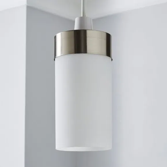 Cylindrical Pendant Shade - Satin Nickel, Glass