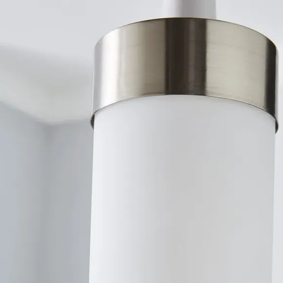 Cylindrical Pendant Shade - Satin Nickel, Glass