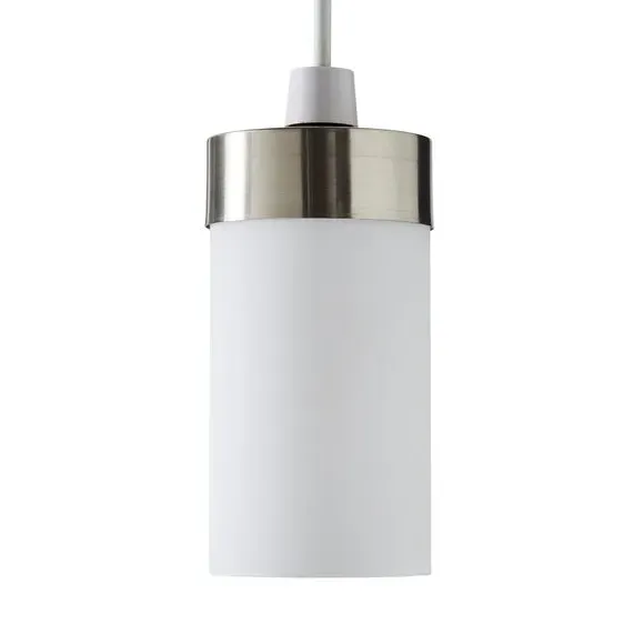 Cylindrical Pendant Shade - Satin Nickel, Glass