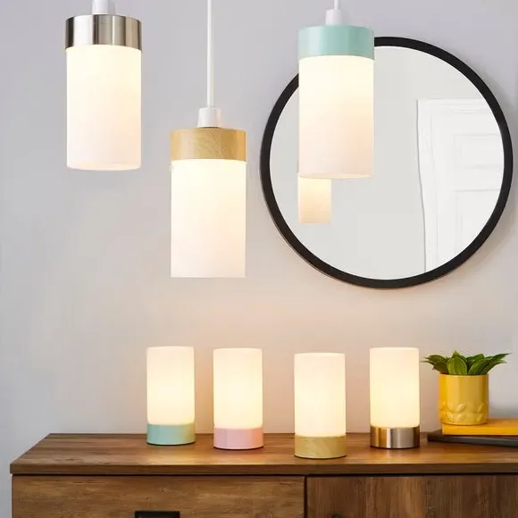 Cylindrical Pendant Shade - Satin Nickel, Glass